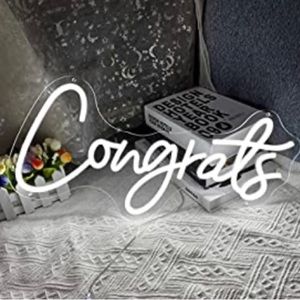 “Congrats” White Neon Sign 50x26cm
